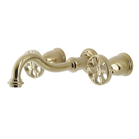 Kingston Brass KS3022RX Two-Handle Wall Mount Tub Faucet, Polished Brass KS3022RX